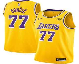Men%27s Los Angeles Lakers #77 Luka Doncic Yellow 2025 Icon Edition Stitched Jersey Dzhi->san antonio spurs->NBA Jersey